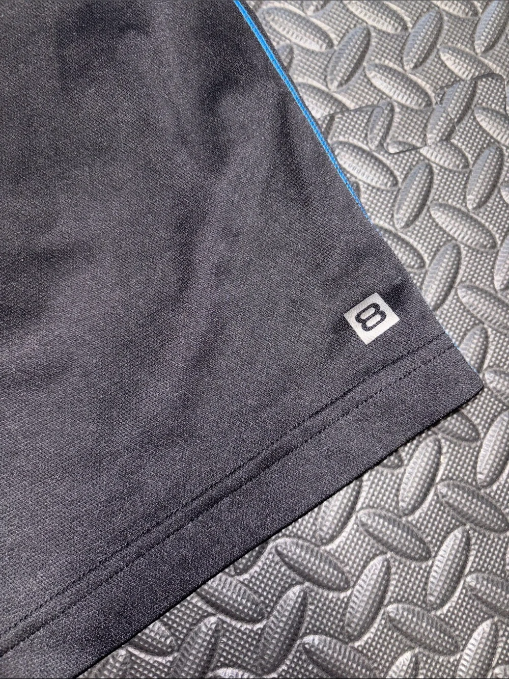 Men's Black Athletic Shorts with Blue Side Panels